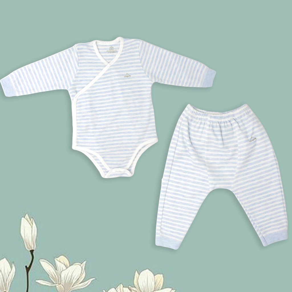 Set bodysuit giữ ấm ngực dài tay kèm quần rời 100% Cotton cho bé ComfyBaby size từ 3-12 tháng hàng chính hãng