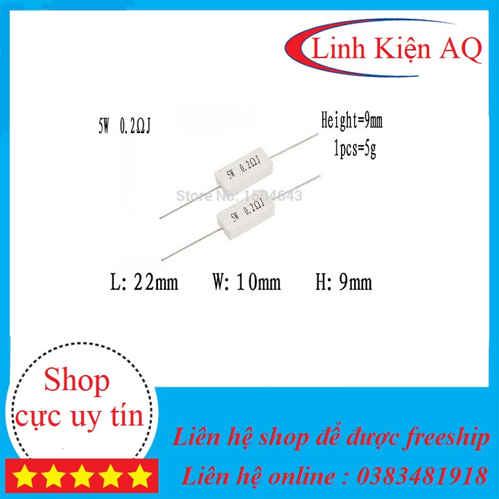 Trở Sứ 5W 1 ôm 5 ôm 2.2 ôm