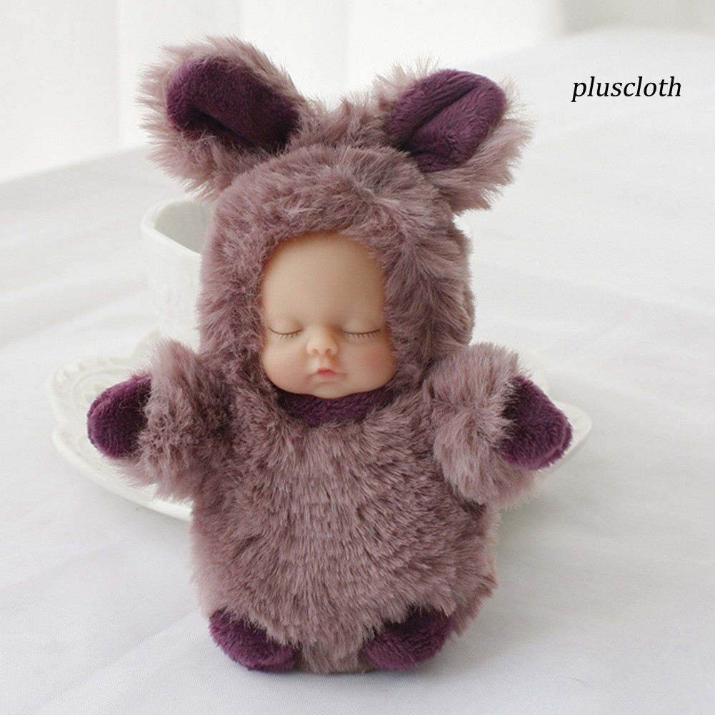 Móc Khóa Banh Lông Hình Em Bé Đang Ngủ Dễ Thương