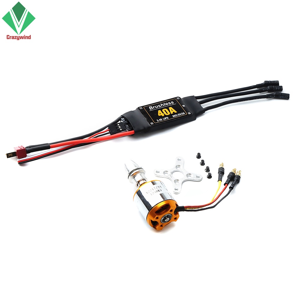 Động Cơ Không Chổi Than A2217 1250kv 40a Esc Với Đầu Cắm 3.5mm Cho Máy Bay Điều Khiển Từ Xa