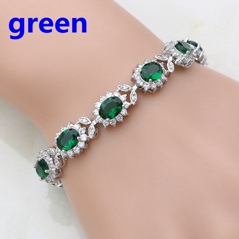 Vòng Tay Bạc Lấp Lánh Hình Oval Cho Nữ