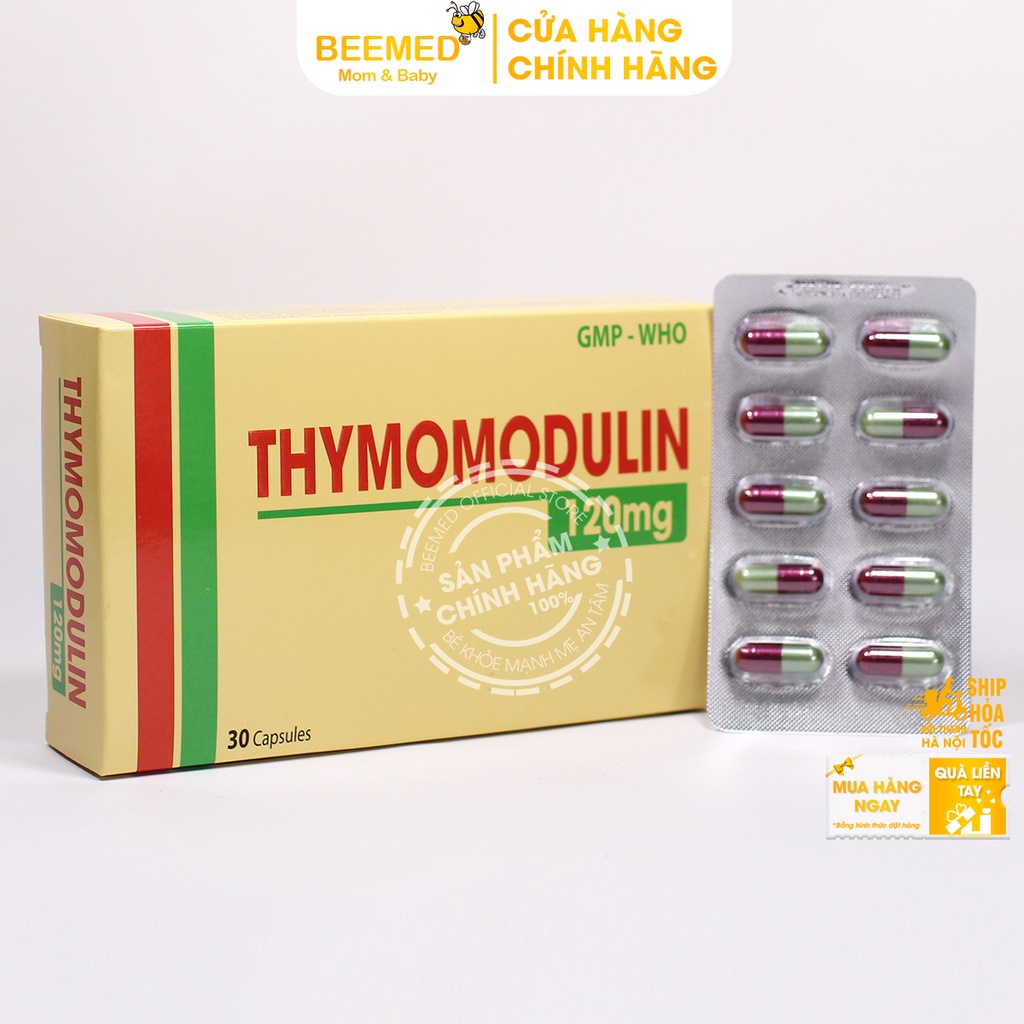 Thymodulin giúp nâng cao sức khỏe, Tăng sức đề kháng, giảm mệt mỏi từ Thymomodulin 120mg - hộp 30v  hàm lượng cao