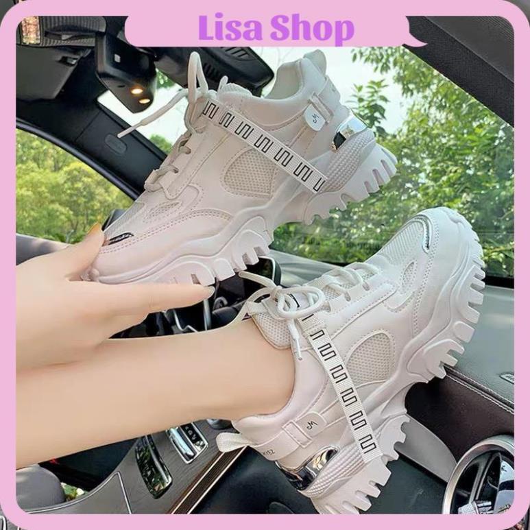 Giày Thể Thao Nữ, Giày Sneaker Đế Răng Cưa Gót Bạc, Độn Đế 5cm Kiểu Dáng Năng Động, M68 Lisa