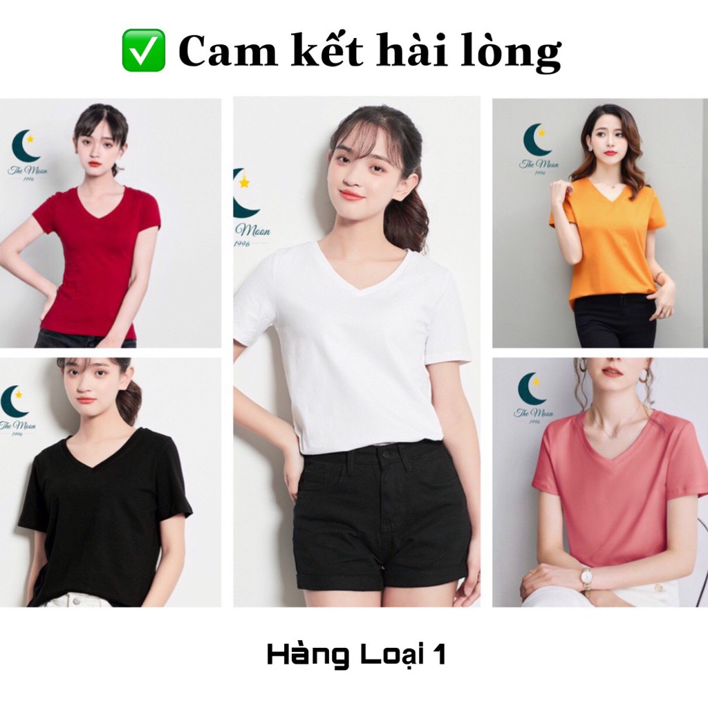 Áo Thun Nữ Cộc Tay Cổ Tim Phù Hợp Với Mọi Lứa Tuổi