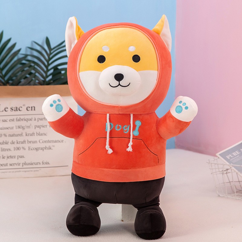 Gấu bông chó shiba áo hoodie 3 màu có mũ kích thước 40-60cm