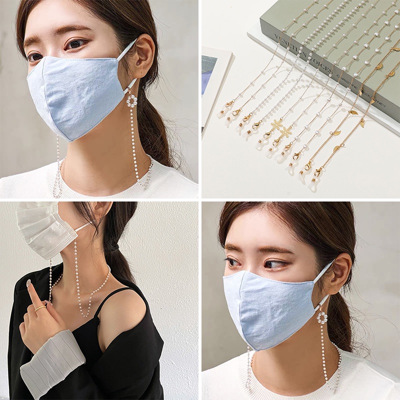 Dây Đeo Mặt Nạ Ngọc Trai Có Khóa Cài Chống Trượt/ Thất Lạc Tiện Dụng