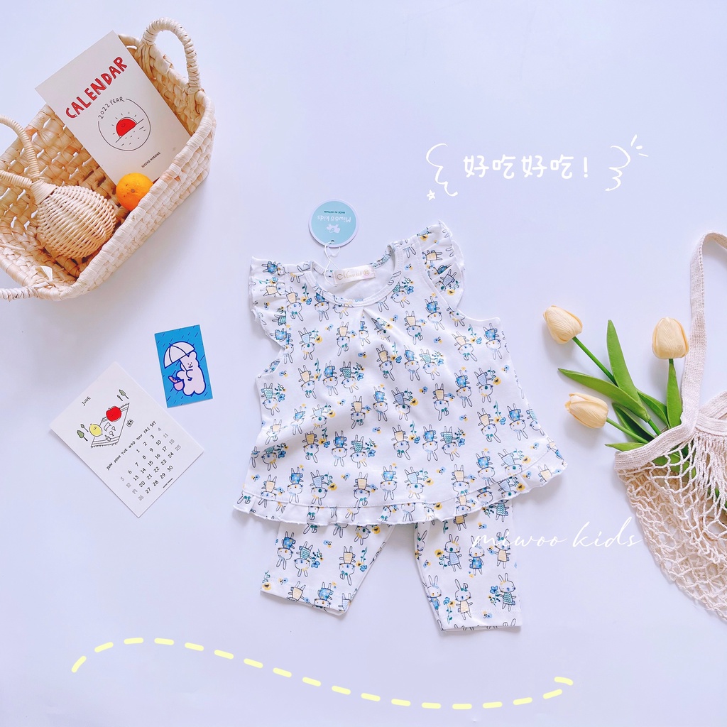 Đồ Bộ Mặc Nhà Cho Bé Gái Tay Cộc Quần Lửng – Bộ Ngắn Tay Cotton Thun Borip HM149 -  Homi Kids