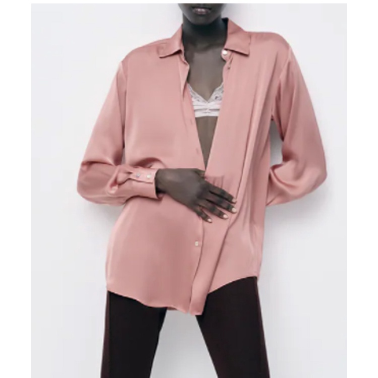 Zara Áo Sơ Mi Tay Dài Vải Lụa Thời Trang Mùa Hè