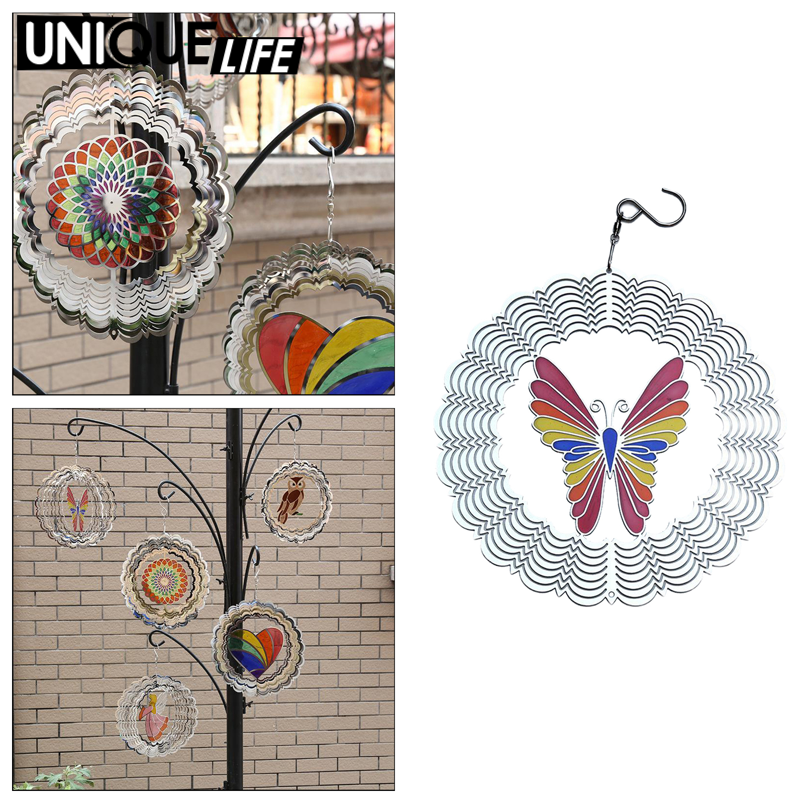 [Unique Life]Wind Spinner Church Porch Yard Wind Chimes Hanging Art Decoration Ornament Style