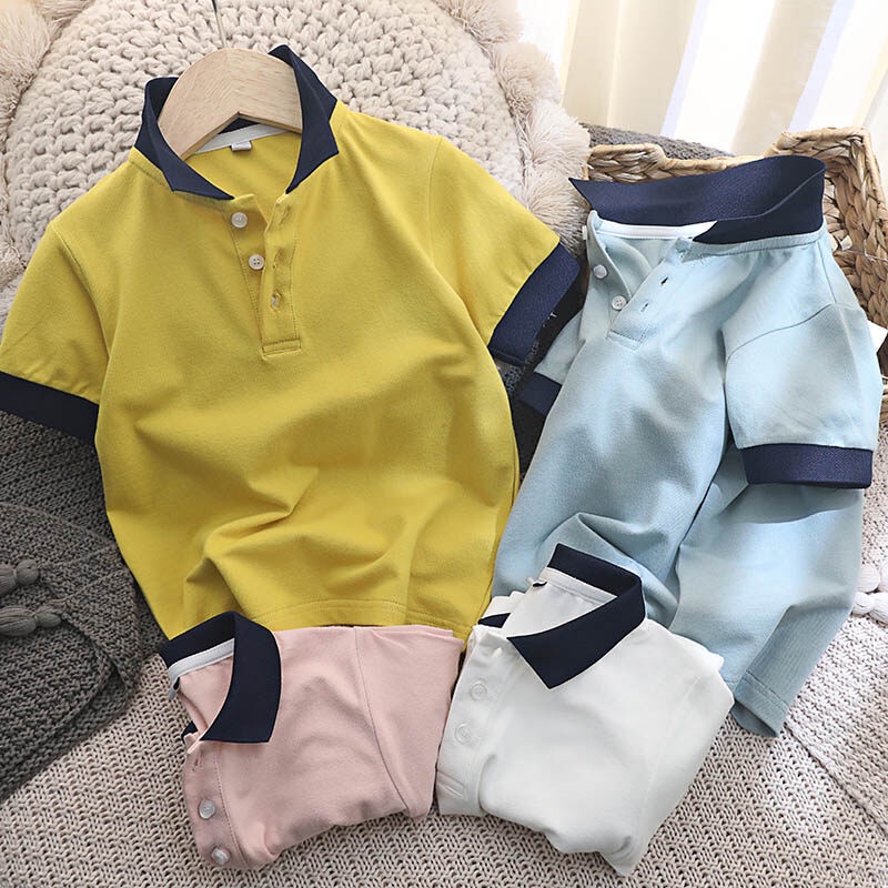 Áo polo Cotton Thoáng Khí Thời Trang Mùa Hè Dành Cho Bé Trai 5-12 Tuổi