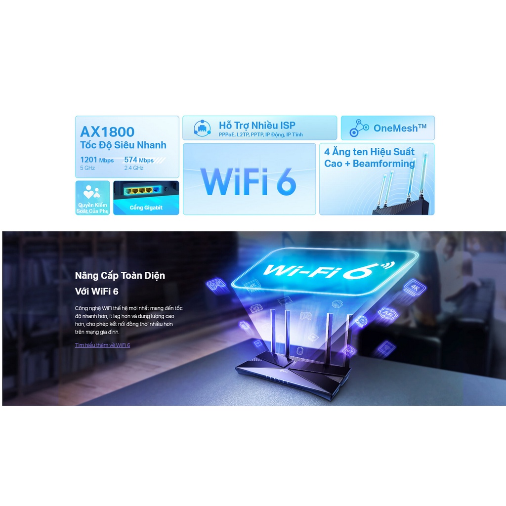 TP-link  Archer AX23 Router Wi-Fi 6 Băng Tần Kép AX1800