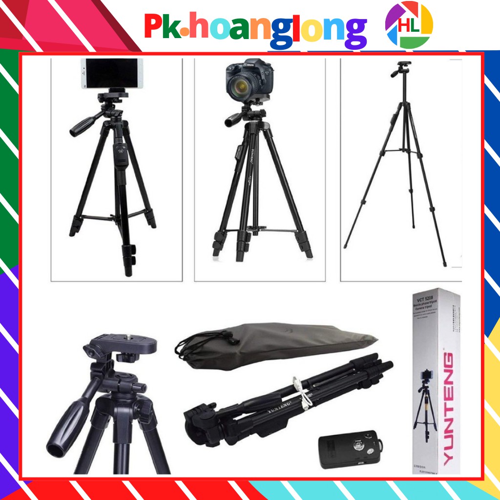 Chân Giá Đỡ Máy Ảnh Tripod YunTeng VCT 5208 Cao 1m25-hoanglong.store