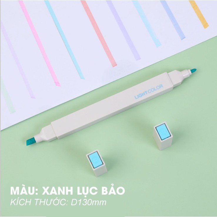 Bút Highligh dạ hai đầu màu Morandi màu xinh xắn tiện dụng, đánh dấu ghi nhớ LIGHTCOLOR -trang trí sổ bullet journal