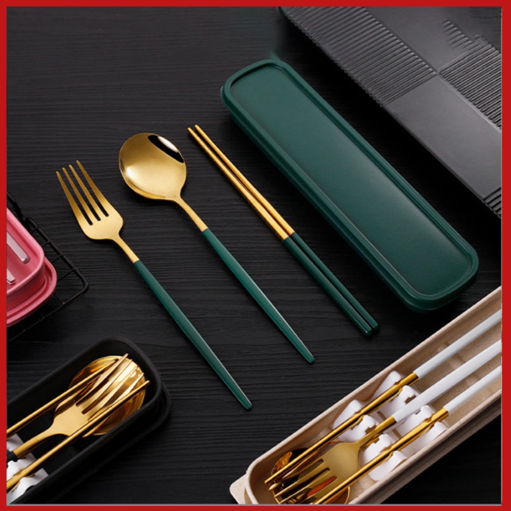 Bộ đũa thìa dĩa inox phù hợp với văn phòng, sinh viên, gia đình, nhỏ gọn, tiện lợi dễ bỏ túi di chuyển