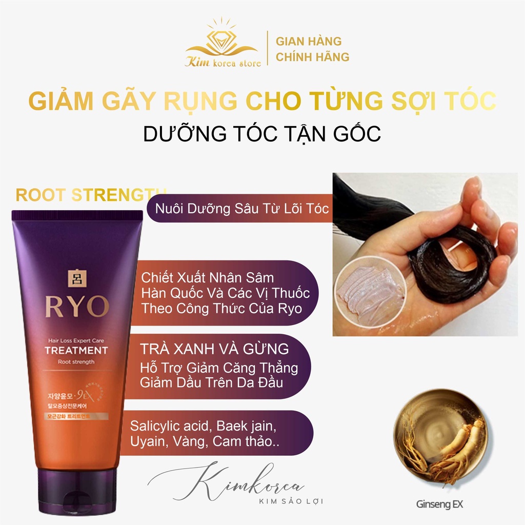 Dầu gội - xả Ryo tím ngăn ngừa rụng tóc kích thích mọc tóc con chiết xuất thảo dược mẫu mới chuẩn Hàn Quốc kèm bill