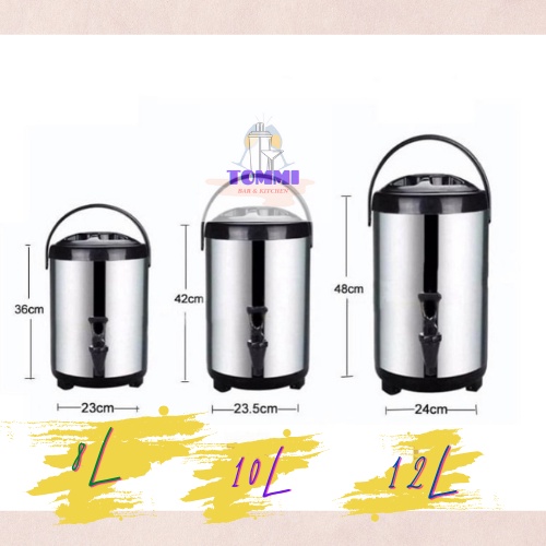 Bình Ủ Trà Sữa Pha Chế 3 Lớp Giữ Nhiệt Nóng Lạnh 4 Size - Dụng Cụ Pha Chế