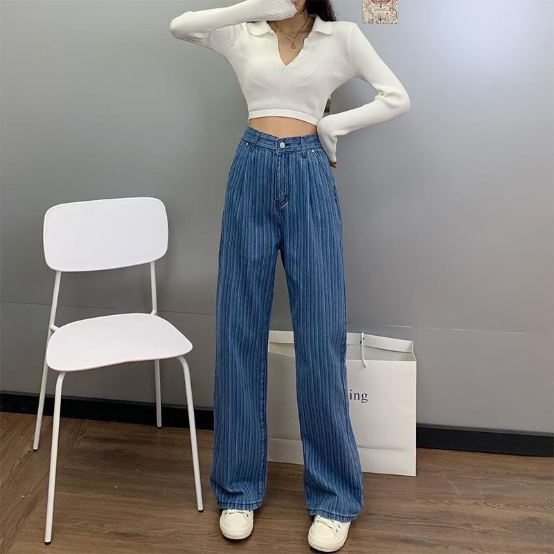 Ảnh thật quần jean lưng cao ống rộng hoạ tiết siêu cá tính