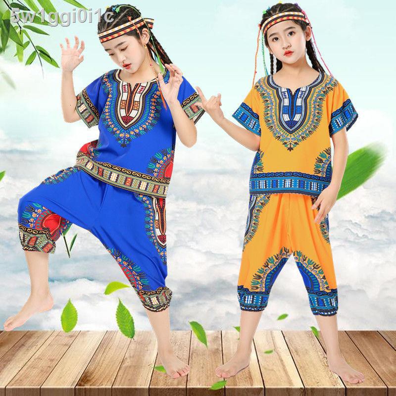 Trang phục biểu diễn trống của trẻ em Châu Phi, phong cách dân tộc người lớn, Lệ Giang, Thái Lan, múa cổ điển, nam và nữ