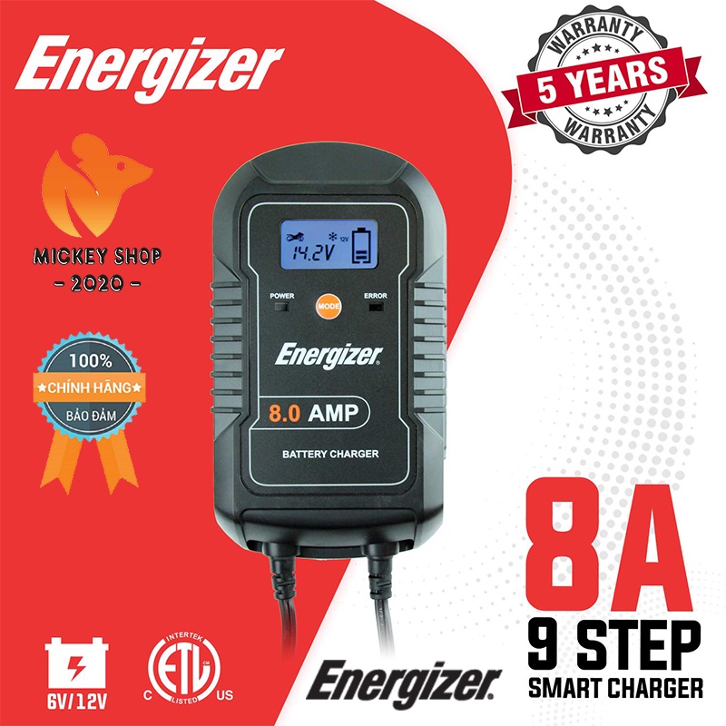 SẠC BÌNH ẮC QUY CAO CẤP ENERGIZER 8Amp - BẢO HÀNH 5 NĂM