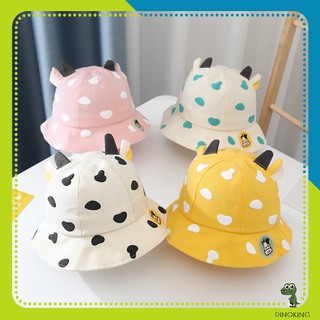 Mũ vành cho bé DINOKING Nón Bucket trẻ em họa tiết bò sữa dễ thương cho bé trai, bé gái 1-5 tuổi MU03