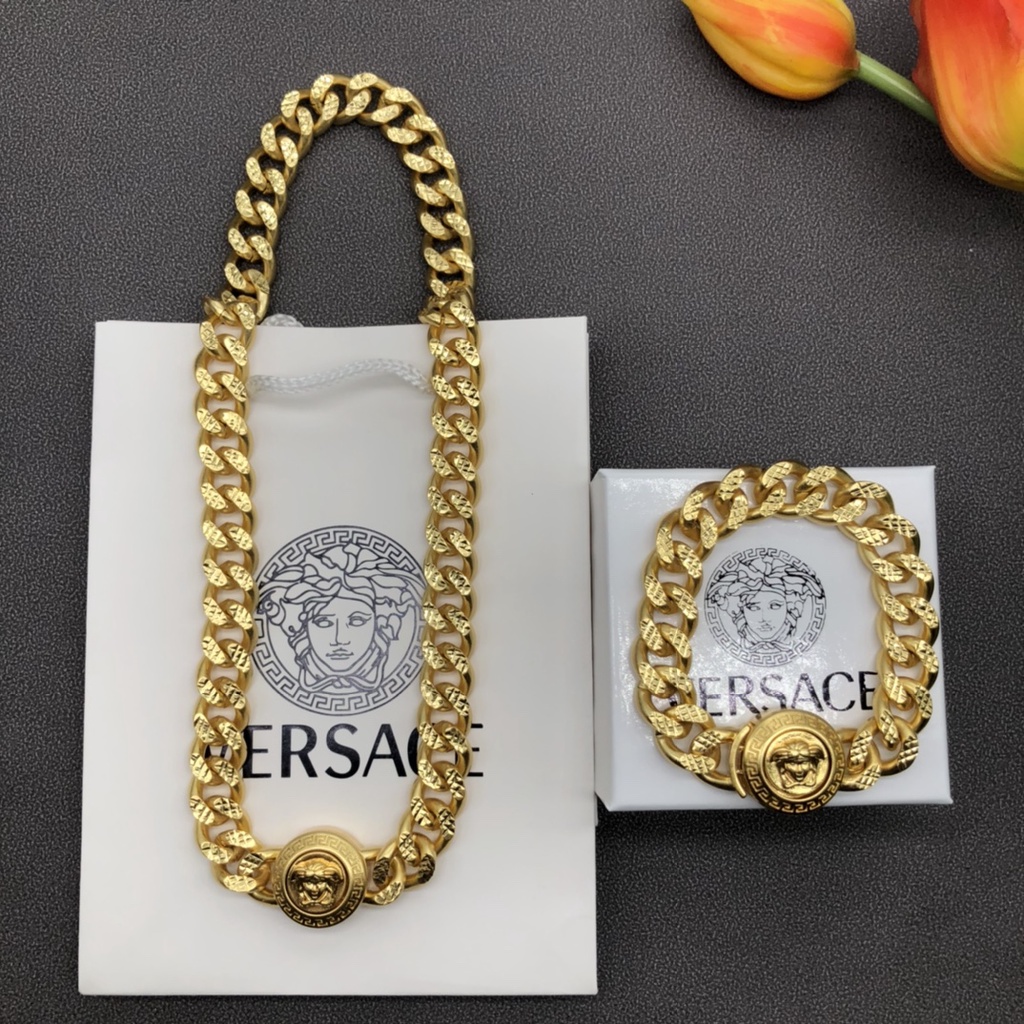 Dây Chuyền / Vòng Tay Versace Bằng Đồng Thau Phong Cách Retro Thời Trang