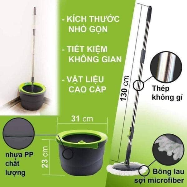 Cây lau nhà Lock&Lock Mini Spin Mop ETM498 hàng chính hãng