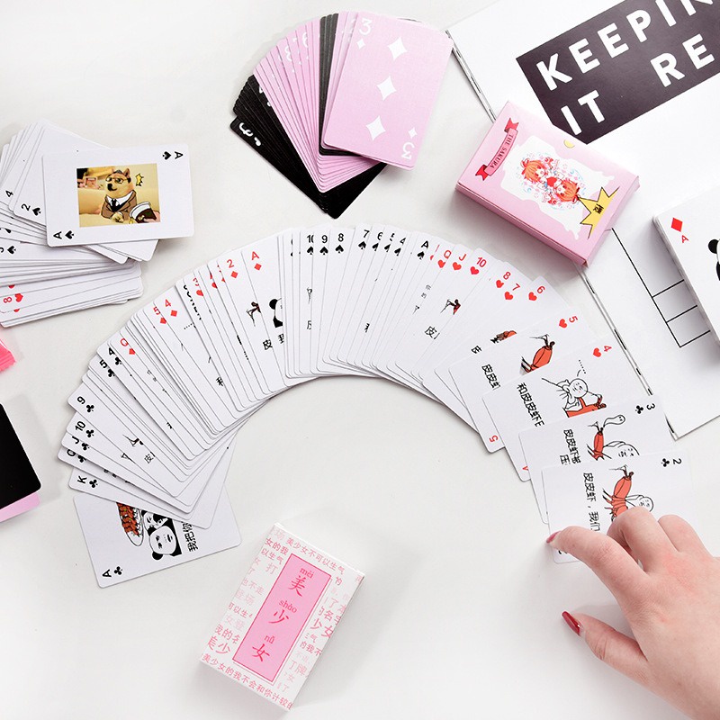 Bộ thẻ bài in hình troll sakura chó shiba 54 lá khác nhau bộ tú bài tây anime manga chibi xinh xắn