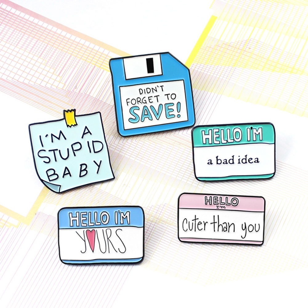 Ghim cài áo tráng men hình dáng miếng giấy ghi chú độc đáo sáng tạo