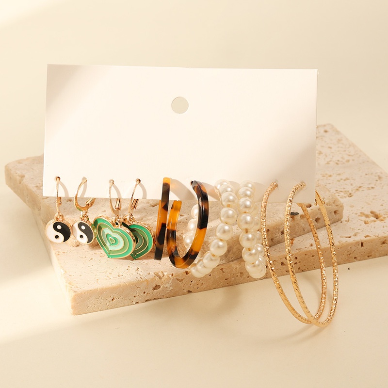 Bộ Khuyên Tai Tròn/Vòng Tròn Bằng Acrylic/Kim Loại/Ngọc Trai Thời Trang Phong Cách Vintage