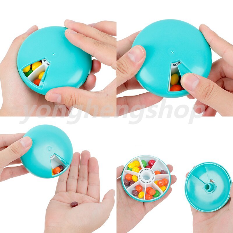 Hộp đựng thuốc 7 ngăn dạng nắp xoay tiện dụng