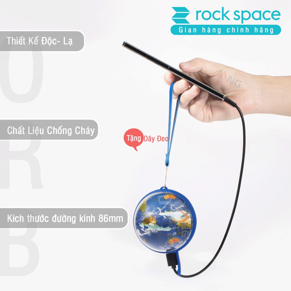 Combo Pin sạc dự phòng Rockspace 10000mAh và cáp sạc dây dẹt chống dối dành cho iphone-Hàng chính hãng bảo hành 12 tháng