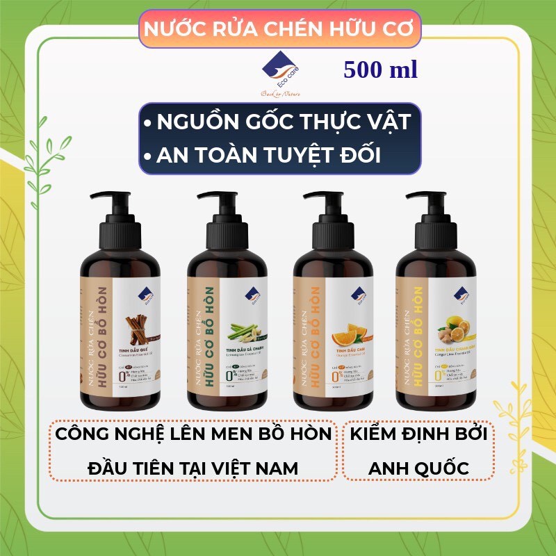 Nước rửa chén 💓FREESHIP💓 hữu cơ ECOCARE 500 ml Cam, nước rửa bát an toàn trẻ nhỏ