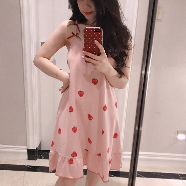 VÁY NGỦ SEXY 🍓FREESHIP 50K🍓VÁY NGỦ 2 DÂY HOT HIT 2019 (4 màu kèm video) | BigBuy360 - bigbuy360.vn