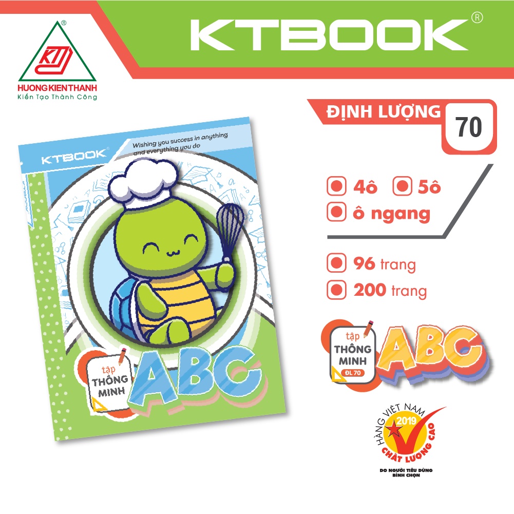 [Mã BMBAU50] Gói 10 cuốn Tập Học Sinh KTBOOK Cao Cấp Thông Minh ABC giấy trắng tốt ĐL 70 - 96 trang