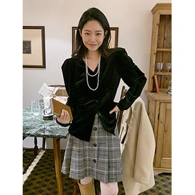 SUXI Áo Sơ Mi Tay Dài Cổ Chữ V Màu Sắc Thanh Lịch