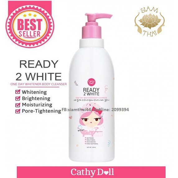 Sữa Tắm Dưỡng Trắng Da Cathy Doll Ready 2 White One Day Whitener Body Cleanser 450ml