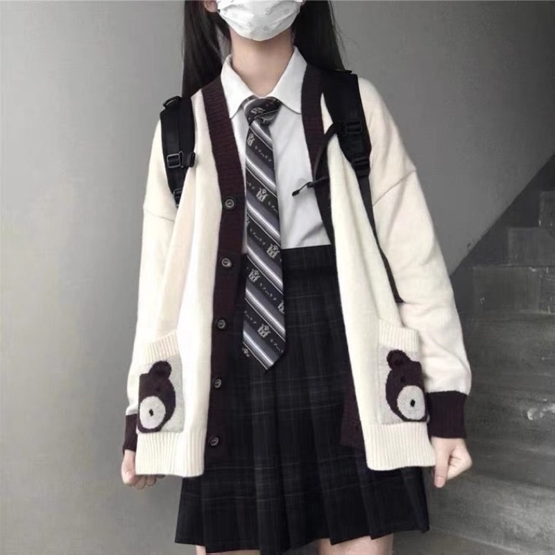 Áo Len Cardigan Túi Gấu Len Dày Form Rộng (Phù Hợp Với Nấm Lùn)