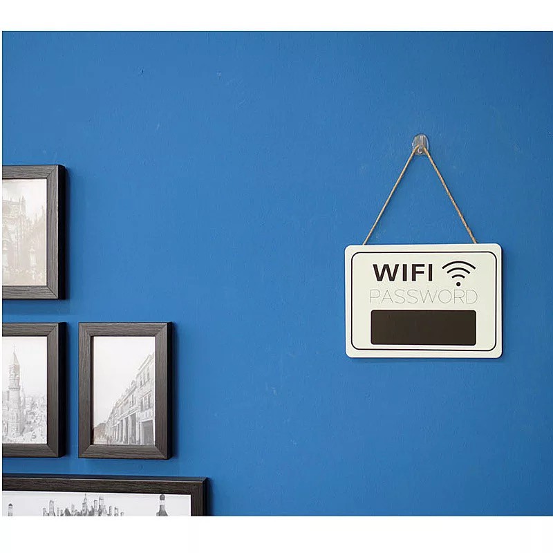 Bảng gỗ decor treo tường để ghi password wifi độc đáo.