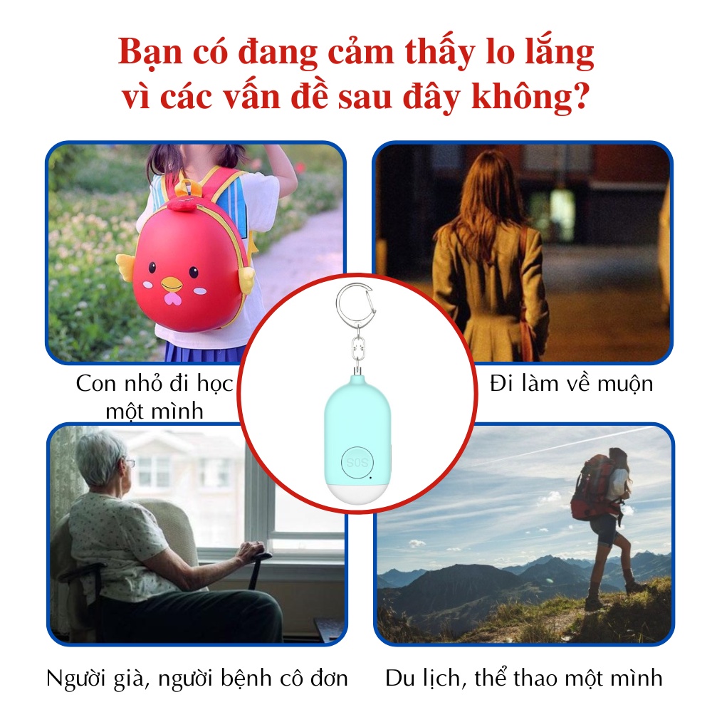 Thiết bị báo động cá nhân phòng thân CTFAST B300 kèm đèn pin mini tích hợp, thiết kế móc khóa nhỏ gọn tiện dụng