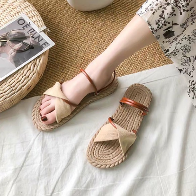 giày sandal kẻ đi 2 kiểu thời trang nữ