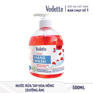 Nước Rửa Tay Hoa Hồng 500ml Dạng Chai VEDETTE - KHÁNG KHUẨN VÀ DƯỠNG ẨM