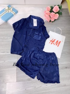 BỘ PIZAMA LỤA NHUNG CỘC TAY