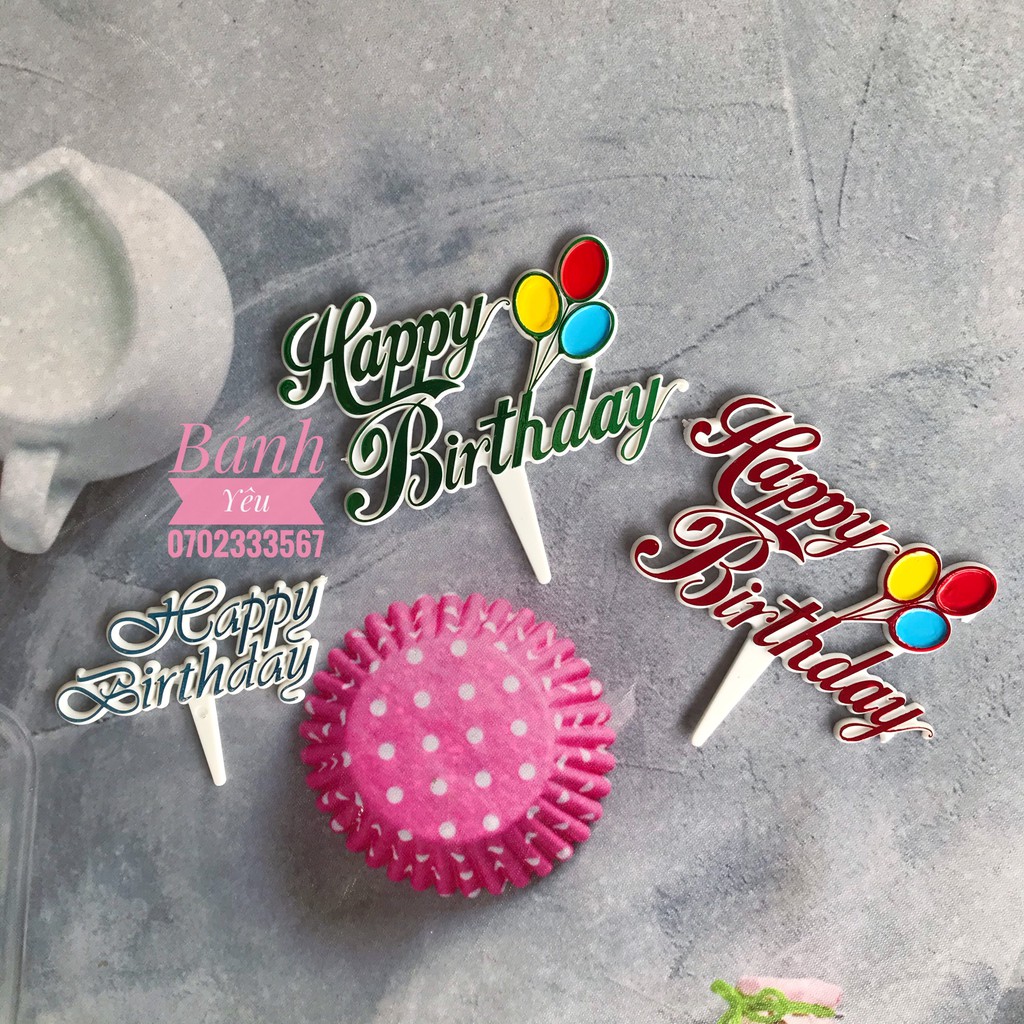 Que cắm nhựa Happy Birthday mini - SK21
