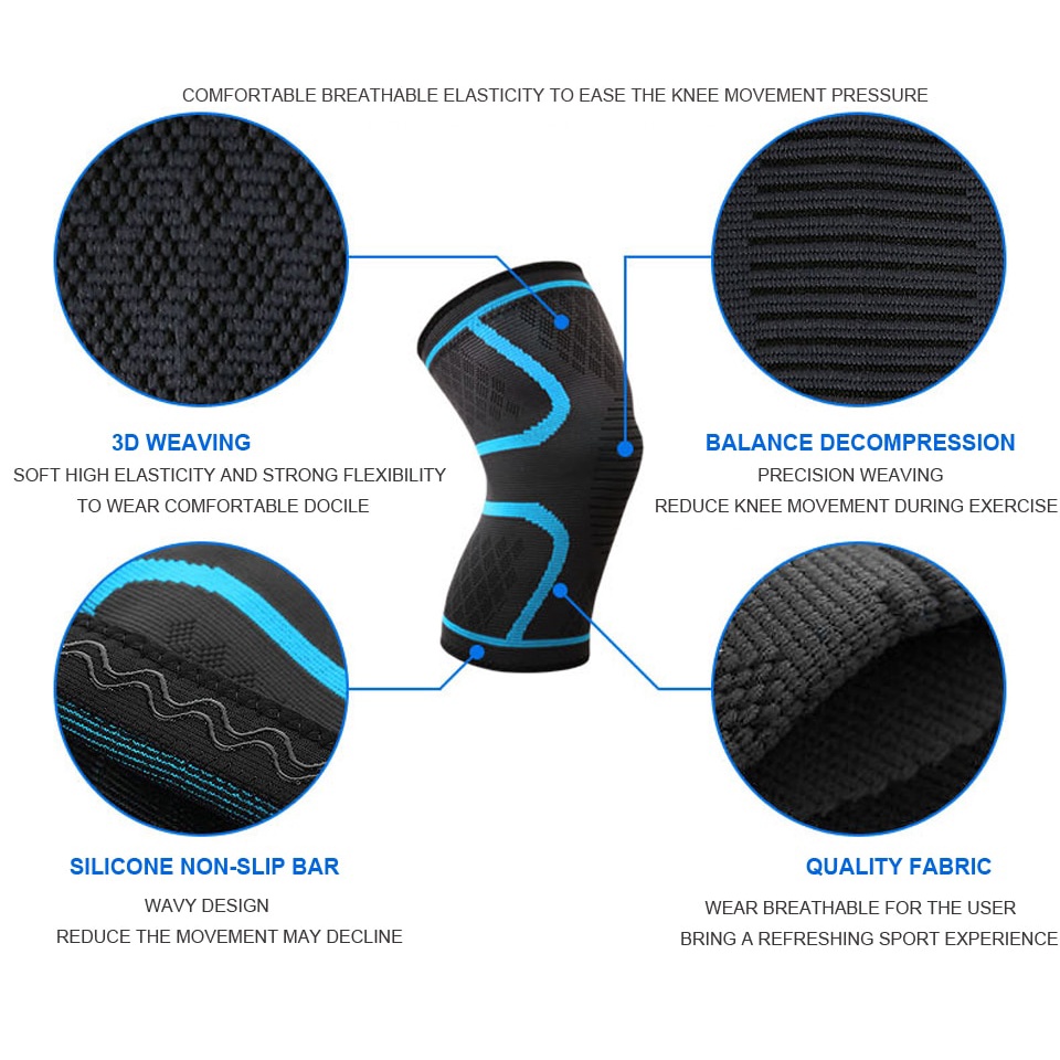 Globetrotter Đai nylon nén đầu gối hỗ trợ tập thể dục/chạy bộ/đạp xe/bóng chuyền/bóng rổ