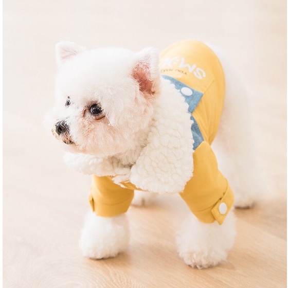 Quấn áo thú cưng - áo khoác mùa đông lót bông siêu ấm áp cho thú cưng