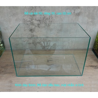 Bể cá cỡ 50 x 30 x 32 cm, dày 5 mm, bể dán dấu keo, mài nhẵn vi tính (Chỉ ship hà nội)