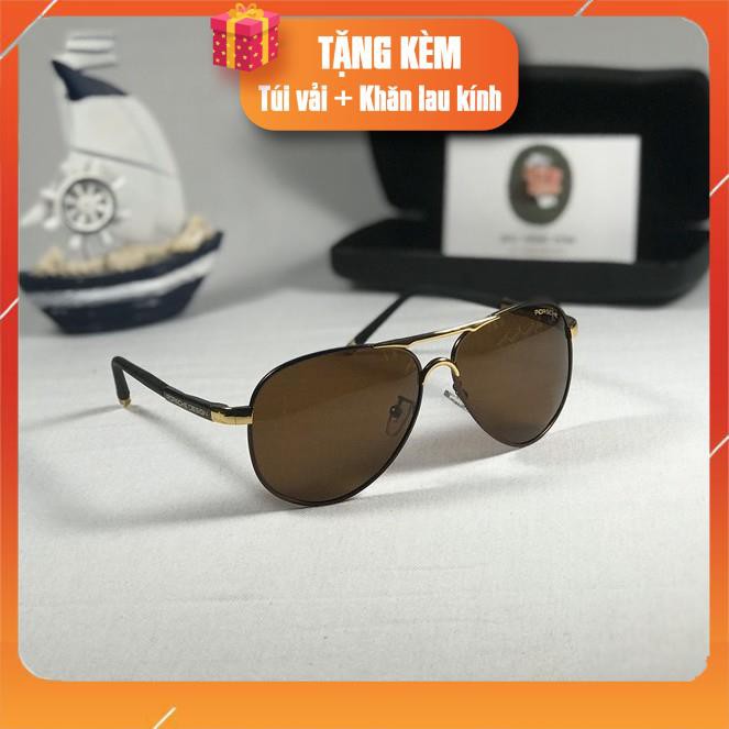 Kính Porsche Aviator Gọng Dày Dặn Mắt Kính Hạt Polarized Chuẩn Men