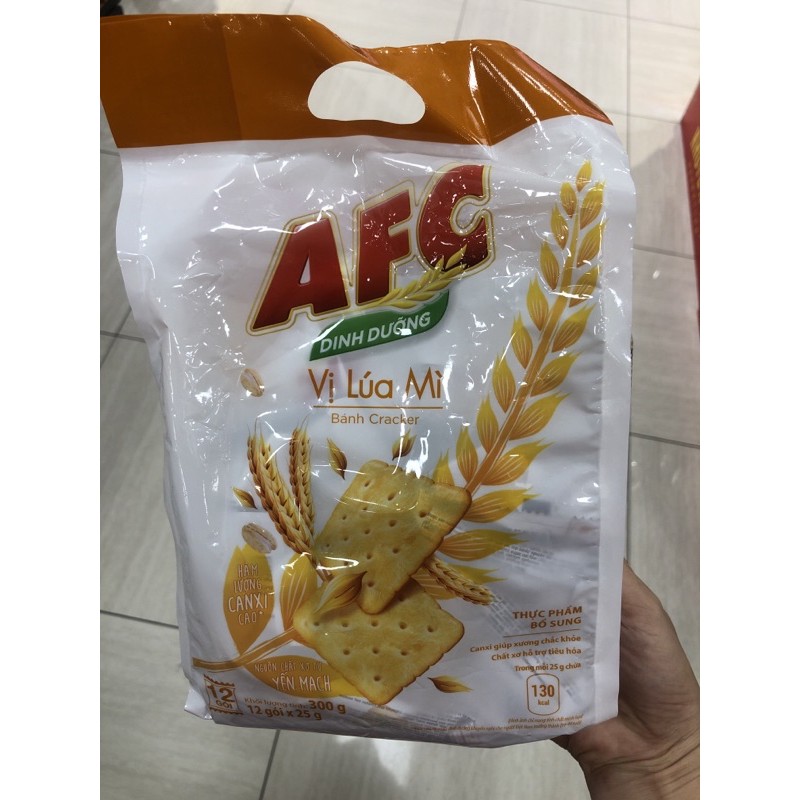 Bánh cracker lúa mì/ vị rau AFC Dinh Dưỡng hộp 300g ( 12 cái x25g)