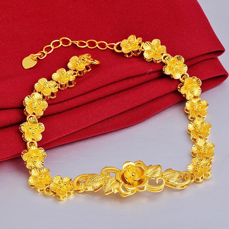 Vòng tay dây mềm màu 24k phụ kiện cưới cô dâu