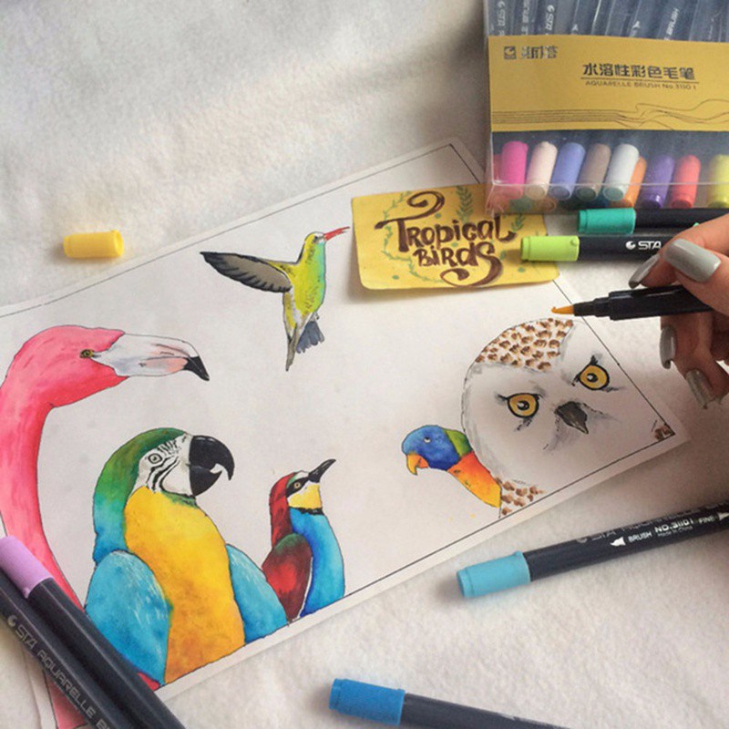 Bút lông nhiều màu sắc cỡ ngòi 0.4 nét mịn kiểu dáng tiện dụng dành cho người lớn và trẻ em